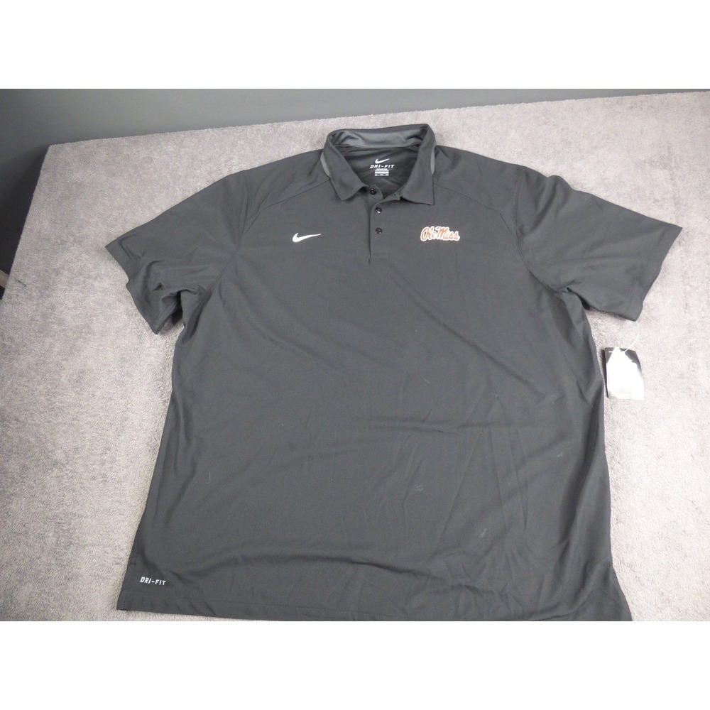 Ole Miss Rebels Dri-FIT Polo Shirt Mens 3XL Black Short Sleeve 618974-020 Nike